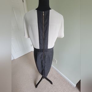 J. Crew Sz 14 Midi Pin-Striped & White Dress